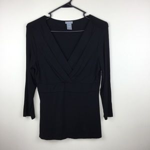 Ann Taylor Deep V Neck 3/4 Sleeve Empire Waist S